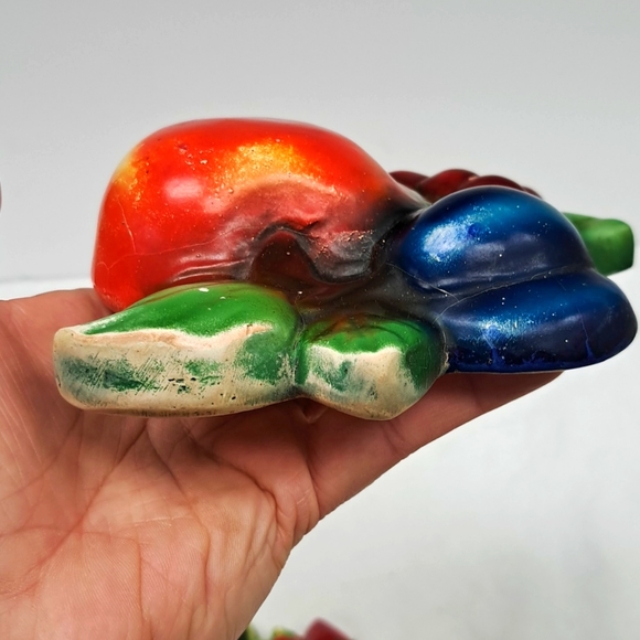 Vintage 1950’s set of 2 chalkware fruit cluster 2D wall plaques - Picture 12 of 12